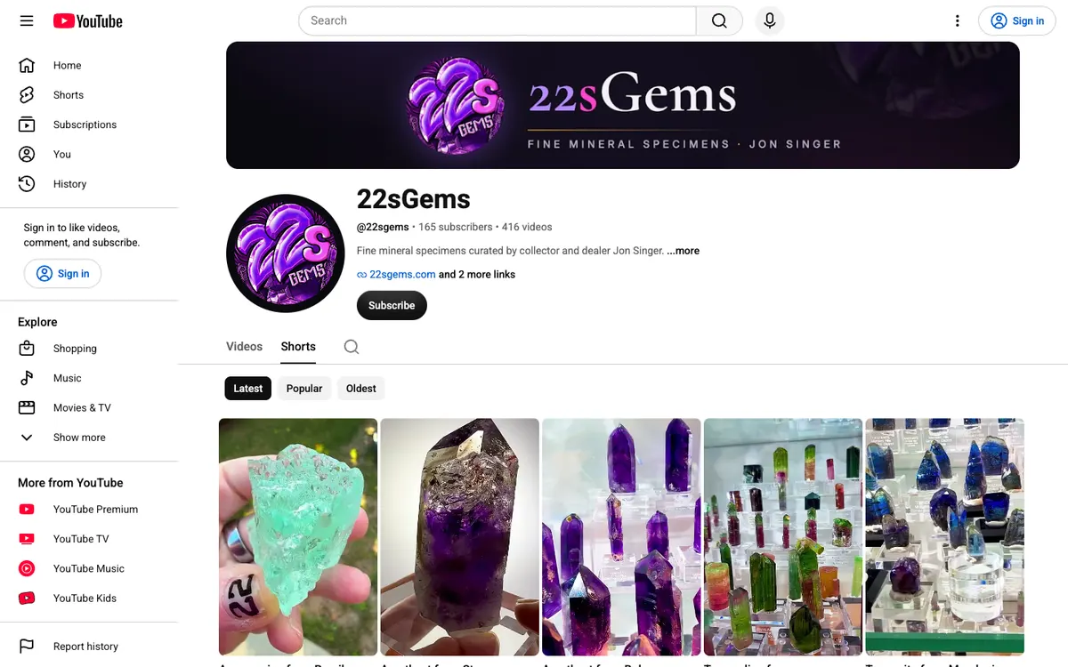 22sGems on YouTube - screenshot, Live · Sep 2026