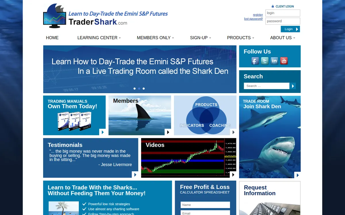 TraderShark - screenshot, Web Archive · Oct 2018
