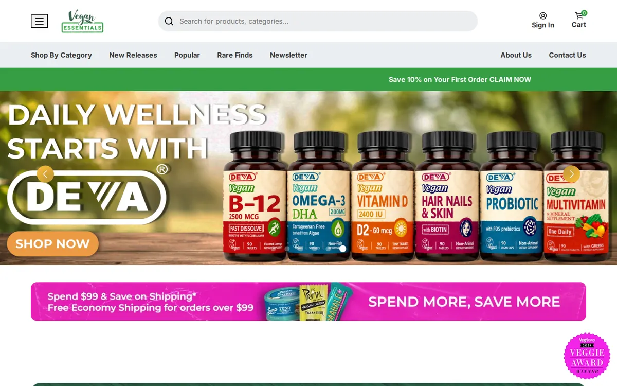 Vegan Essentials - screenshot, Live · Sep 2026